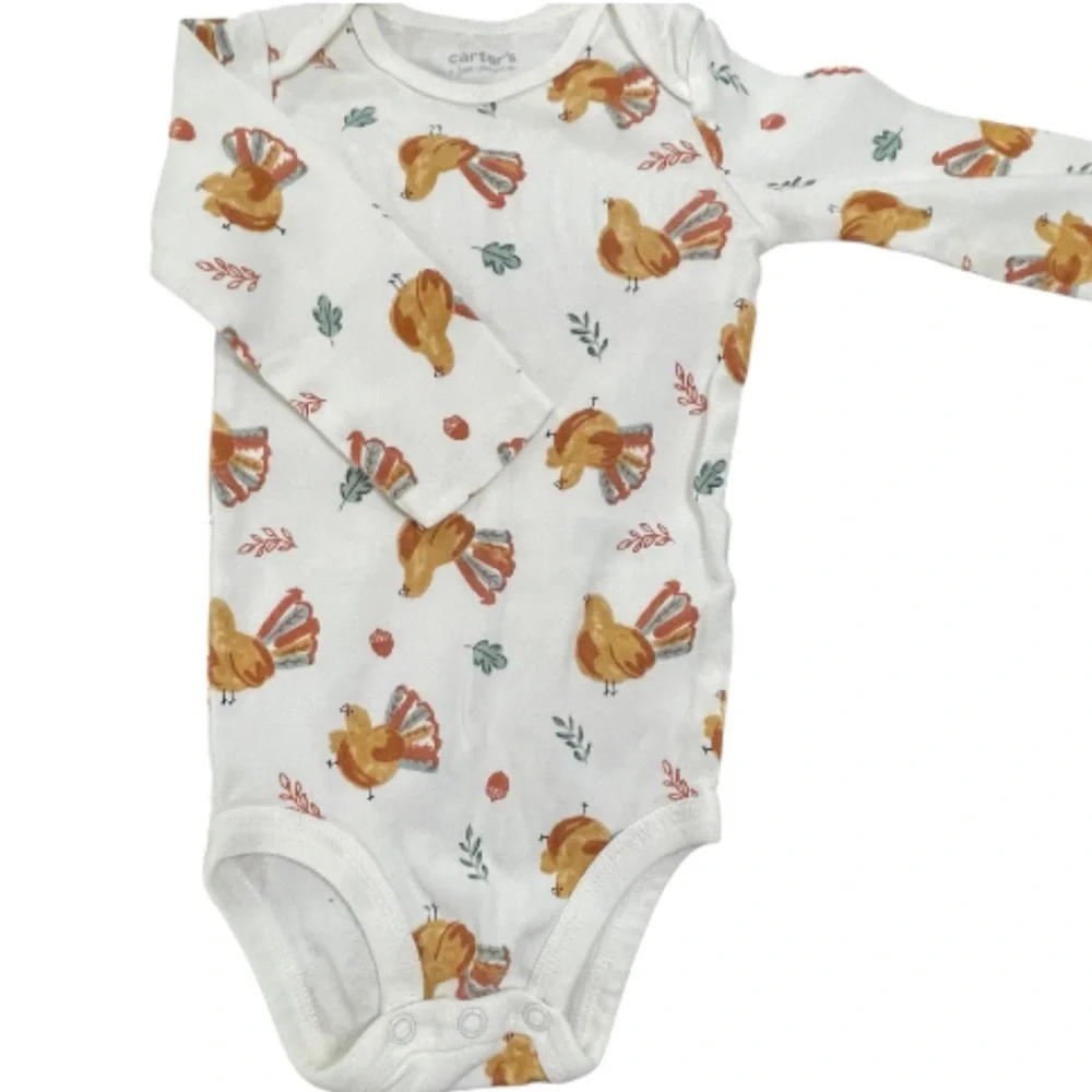Carter's Cream and Tan Turkey Print Bodysuit Set